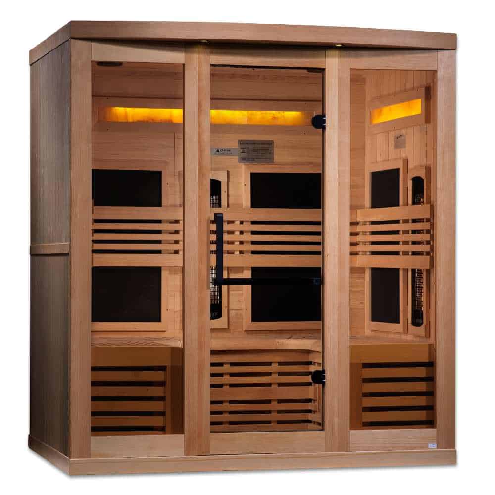 Golden Designs 4-6 Person Full Spectrum PureTech™ Near Zero EMF FAR Infrared Sauna with Himalayan Salt Bars