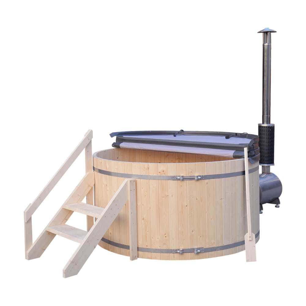 Aleko Wood-Fired Hot Tub and Ice Bath - 5 Person - Pine (PEWSHTUB-AP)