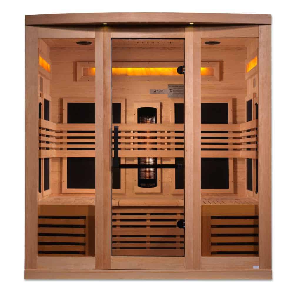 Golden Designs 4-6 Person Full Spectrum PureTech™ Near Zero EMF FAR Infrared Sauna with Himalayan Salt Bars