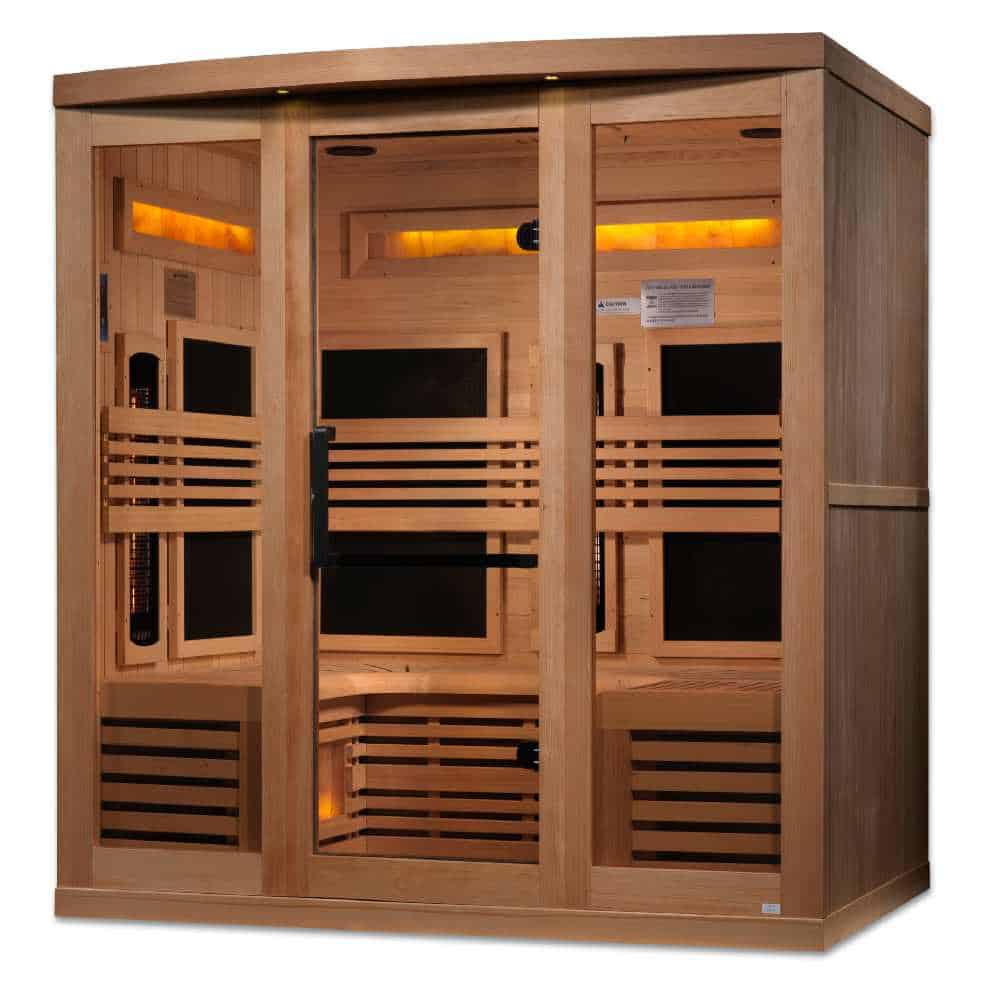 Golden Designs 4-6 Person Full Spectrum PureTech™ Near Zero EMF FAR Infrared Sauna with Himalayan Salt Bars