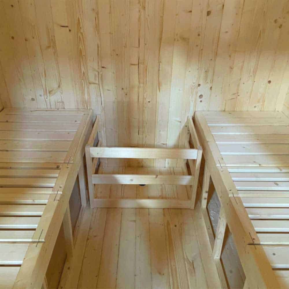 Aleko Rustic Cedar Square Sauna: 2-4 Person - Bitumen Shingle Roof