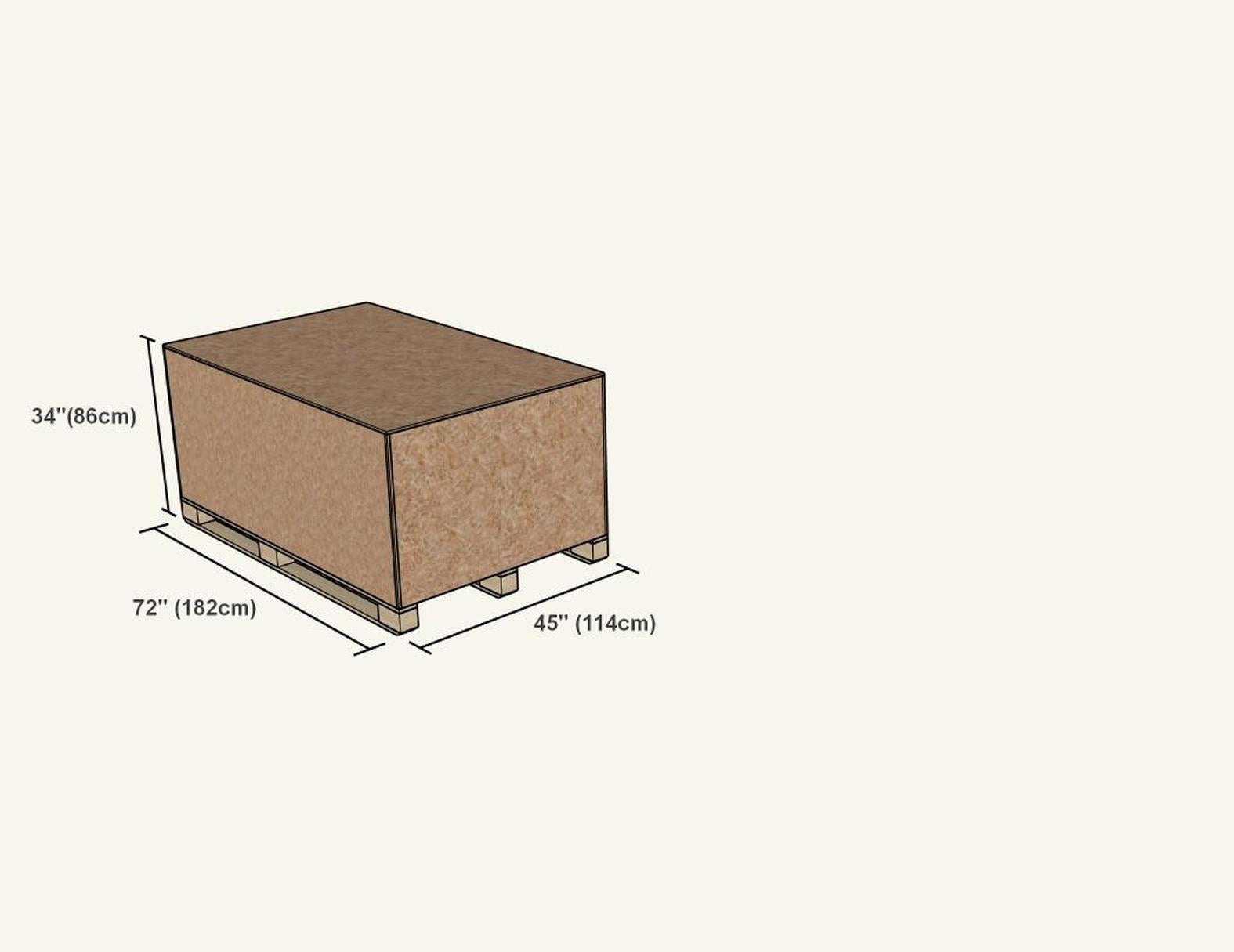 Dundalk Polar Plunge Tub shipping crate dimensions, 72 by 45 by 34 inches
