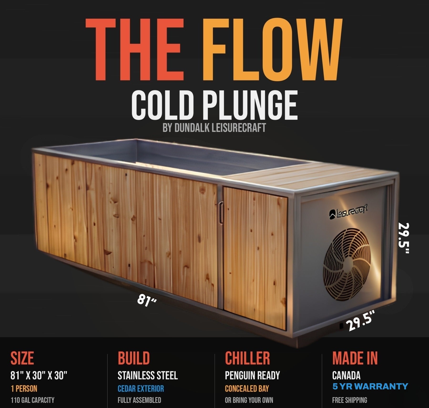 The Flow Cold Plunge by Dundalk Leisurecraft — specs, dimensions, 5-year warranty