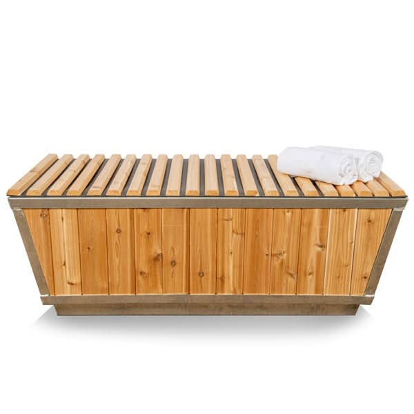 Dundalk Glacier Plunge Tub cedar and stainless detail