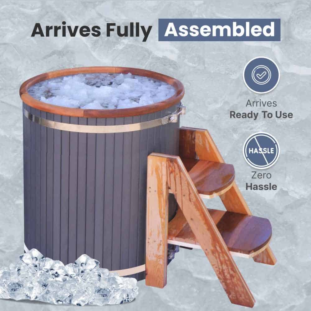 Aleko Outdoor Wooden Ice Bath Cold Plunge Tub - Image 8