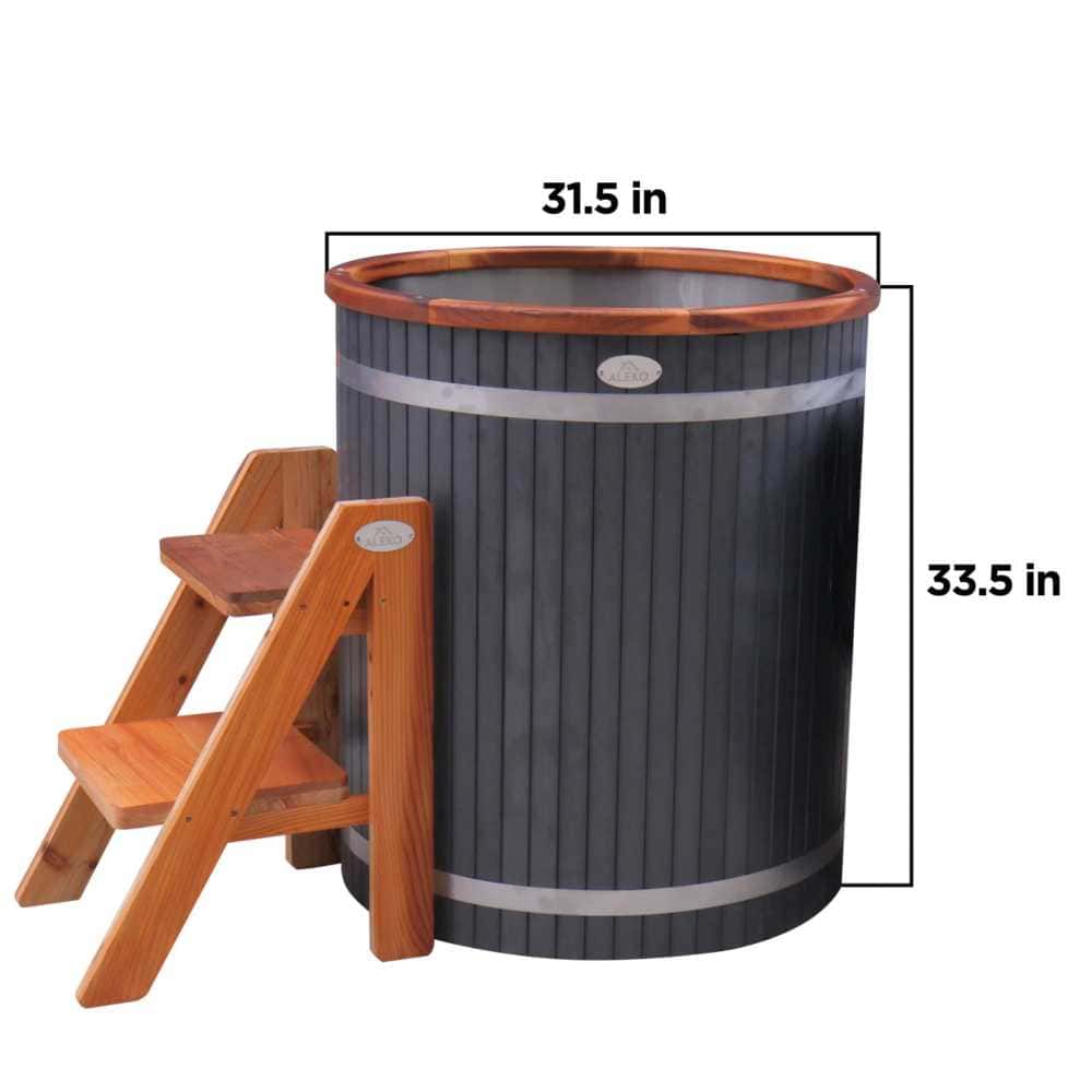 Aleko Outdoor Wooden Ice Bath Cold Plunge Tub - Image 3