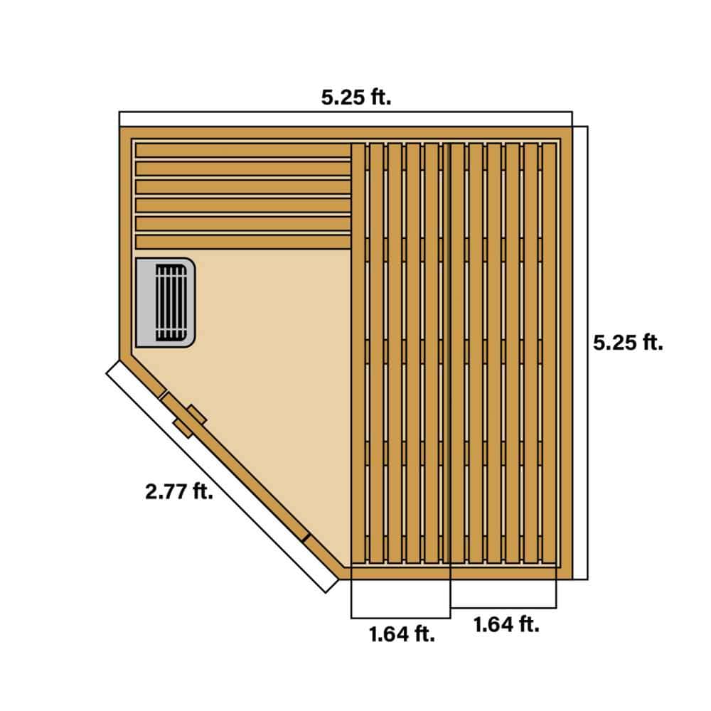 Aleko Canadian Hemlock Indoor 2-4 Person Corner Sauna - Image 8