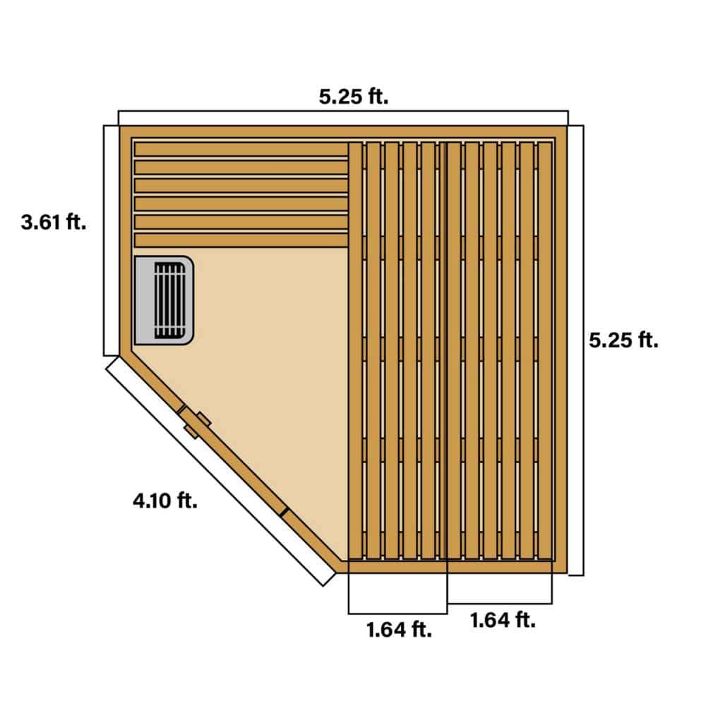 Aleko Canadian Hemlock Indoor 4-6 Person Corner Sauna (SKD6HEM-AP) - Image 8