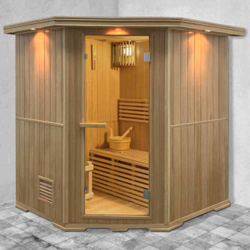 Aleko Canadian Hemlock Indoor 4-6 Person Corner Sauna (SKD6HEM-AP) - Image 2