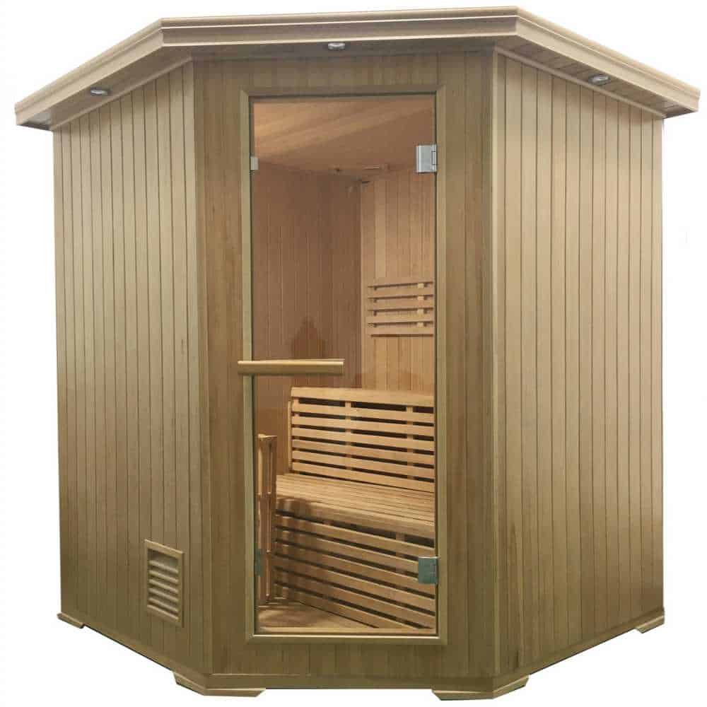 Aleko Canadian Hemlock Indoor 2-4 Person Corner Sauna