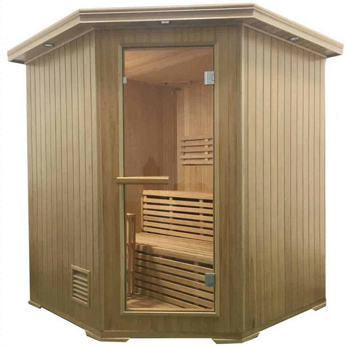 Aleko Canadian Hemlock Indoor 2-4 Person Corner Sauna