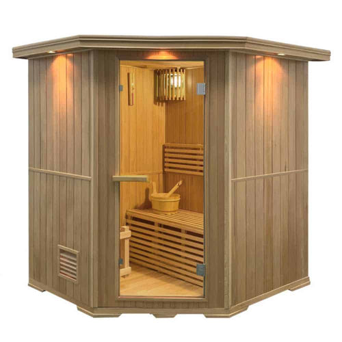Aleko Canadian Hemlock Indoor 4-6 Person Corner Sauna (SKD6HEM-AP)