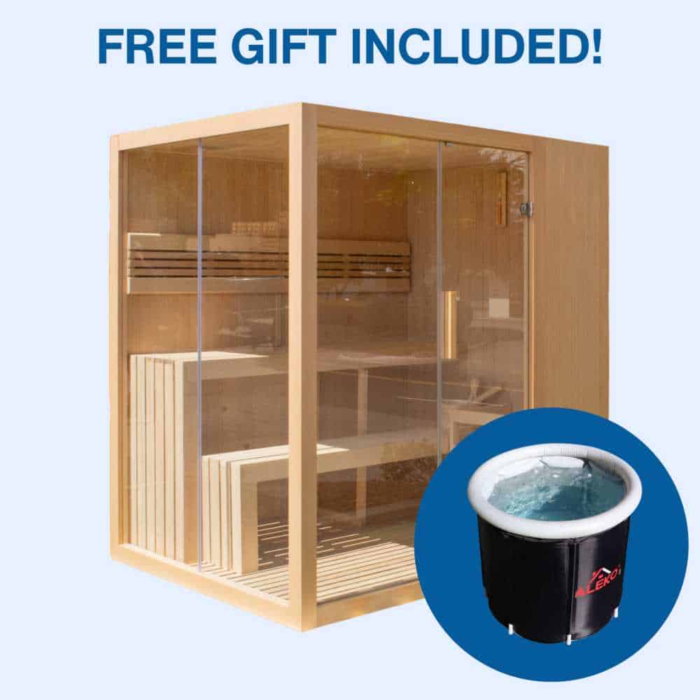 Aleko Canadian Hemlock Traditional Indoor Sauna with LED Lights: 4-6 Person (STHE4INNY-AP) - Image 10