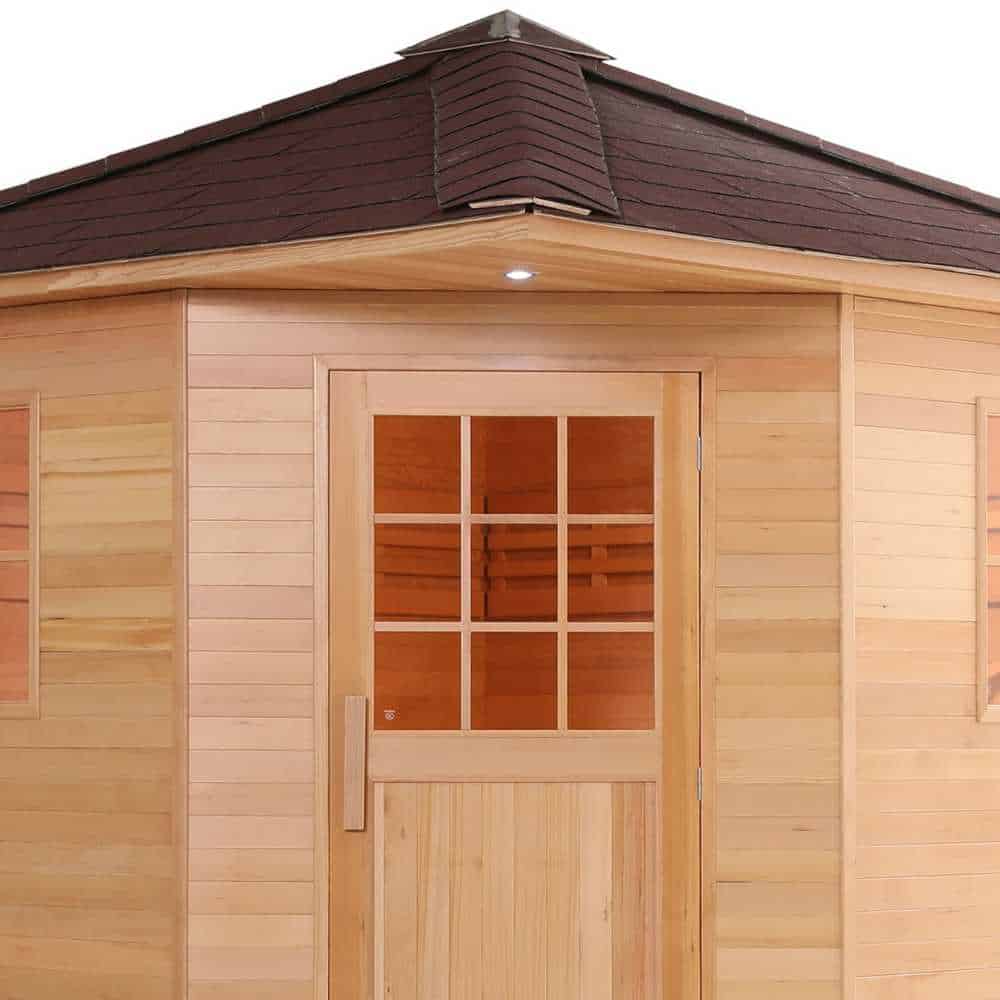 Aleko Canadian Hemlock Wet Dry Outdoor 6-8 Person Sauna - Asphalt Roof (SKD8HEM-AP) - Image 3