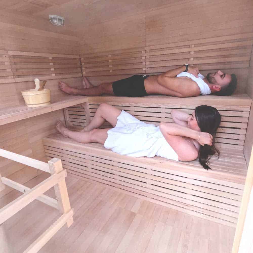 Aleko Canadian Hemlock Wet Dry Outdoor 6-8 Person Sauna - Asphalt Roof (SKD8HEM-AP) - Image 6