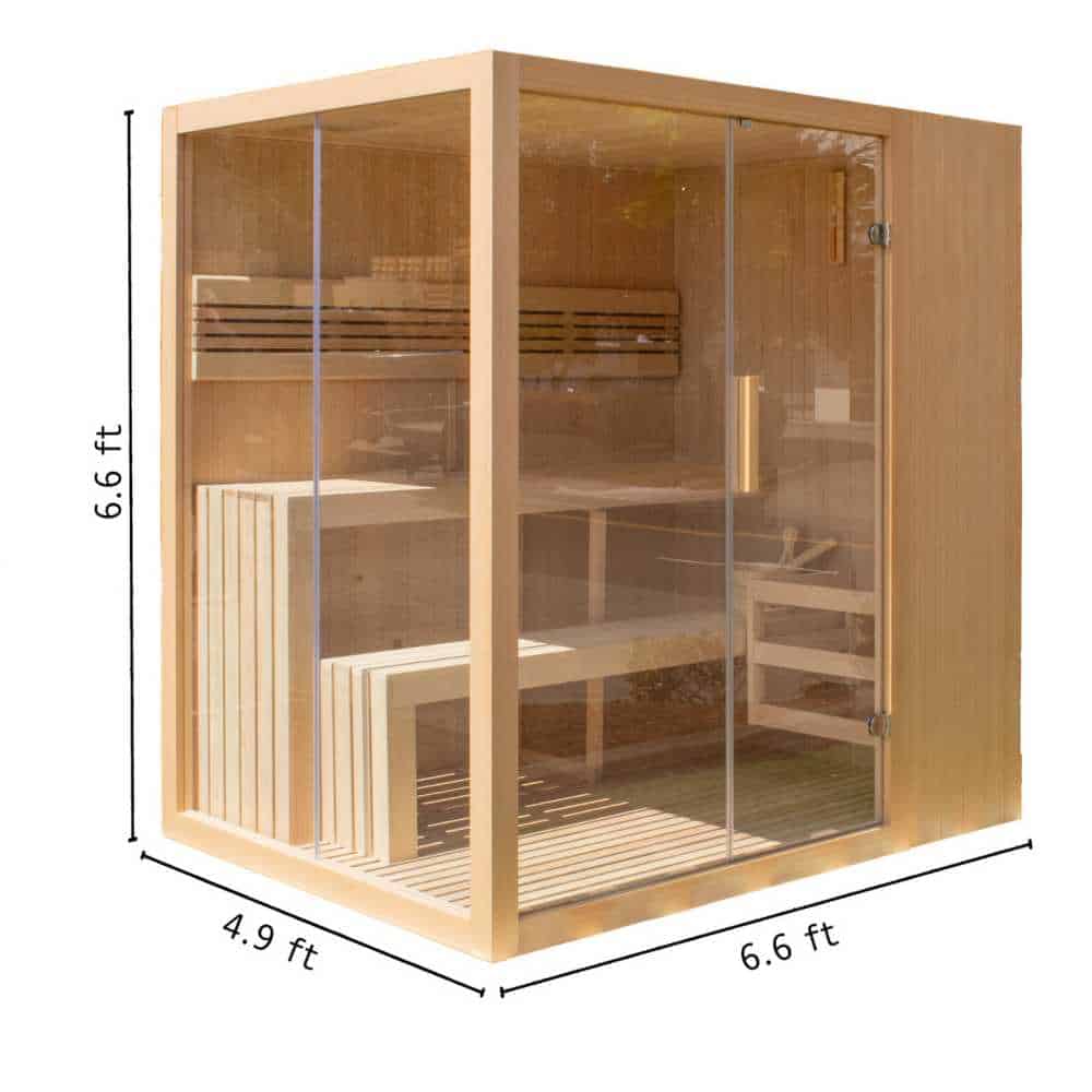 Aleko Canadian Hemlock Traditional Indoor Sauna with LED Lights: 4-6 Person (STHE4INNY-AP) - Image 11