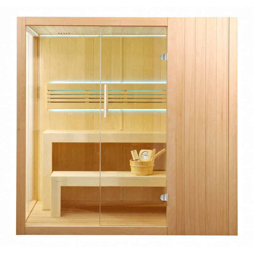 Aleko Canadian Hemlock Traditional Indoor Sauna with LED Lights: 4-6 Person (STHE4INNY-AP) - Image 2