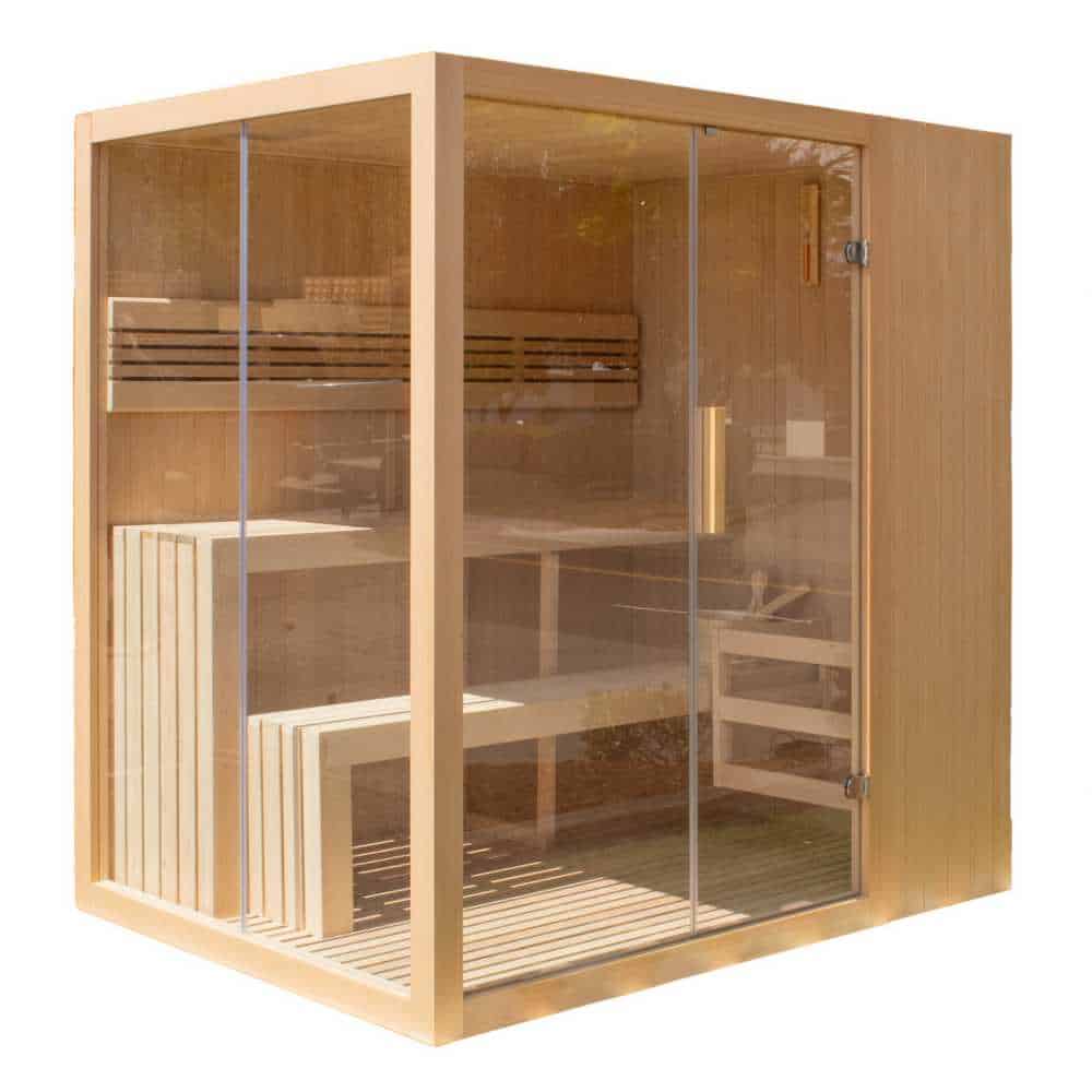 Aleko Canadian Hemlock Traditional Indoor Sauna with LED Lights: 4-6 Person (STHE4INNY-AP)