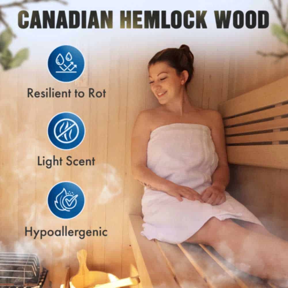 Aleko Canadian Hemlock Indoor 4-6 Person Corner Sauna (SKD6HEM-AP) - Image 4