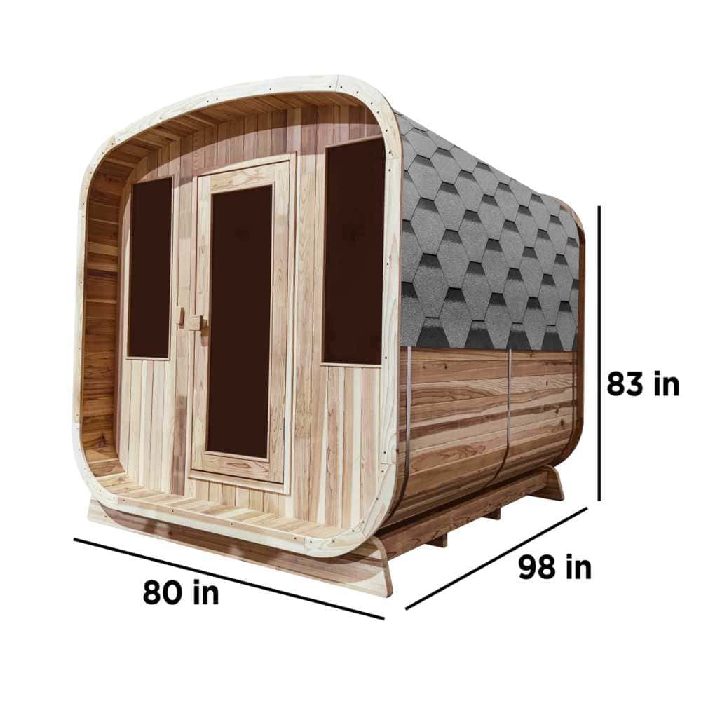 Aleko Rustic Cedar Square Sauna: 4-6 Person - Bitumen Shingle Roof - Image 11