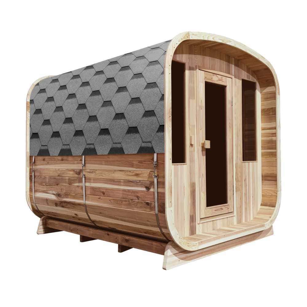 Aleko Rustic Cedar Square Sauna: 4-6 Person - Bitumen Shingle Roof - Image 3