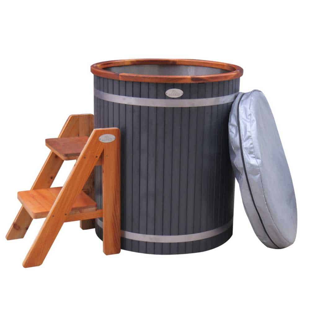 Aleko Outdoor Wooden Ice Bath Cold Plunge Tub - Image 2