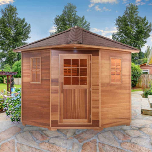 Aleko Red Cedar Wet Dry Outdoor 6-8 Person Sauna - Asphalt Roof (SKD8RCED-AP) - Image 2