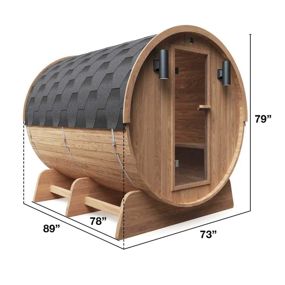 Aleko Red Cedar Barrel Sauna: 6-8 Person - Panoramic View - Bitumen Shingle Roofing (SB8CEDAR-AP) - Image 9