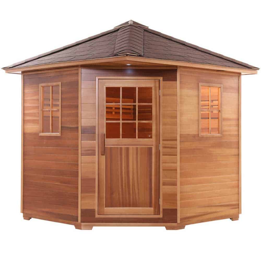 Aleko Red Cedar Wet Dry Outdoor 6-8 Person Sauna - Asphalt Roof (SKD8RCED-AP)