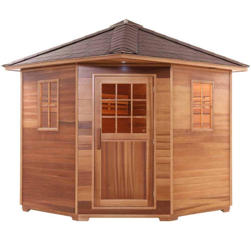 Aleko Red Cedar Wet Dry Outdoor 6-8 Person Sauna - Asphalt Roof (SKD8RCED-AP)