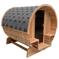 Aleko Rustic Cedar Barrel Sauna 2-4 Person - Porch Canopy - Bitumen Shingle Roofing (SB4CED-AP)