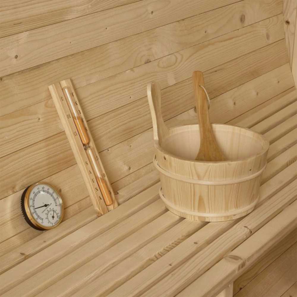 Aleko Outdoor Canadian Red Cedar Sauna: 4-6 Person - Stone Finish - Bitumen Roofing - Image 10