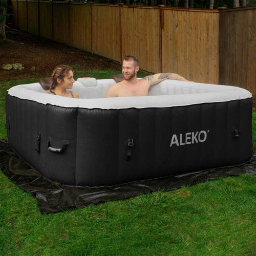Aleko Square Inflatable Jetted Hot Tub with Cover - 6 Person - 265 Gallon - 3 Color Options (IHT-6P) - Image 2