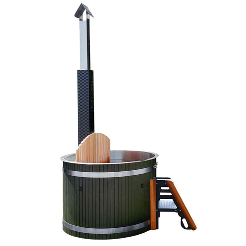 Aleko Stainless Steel Wood-Fired Hot Tub & Cold Plunge – 3 People