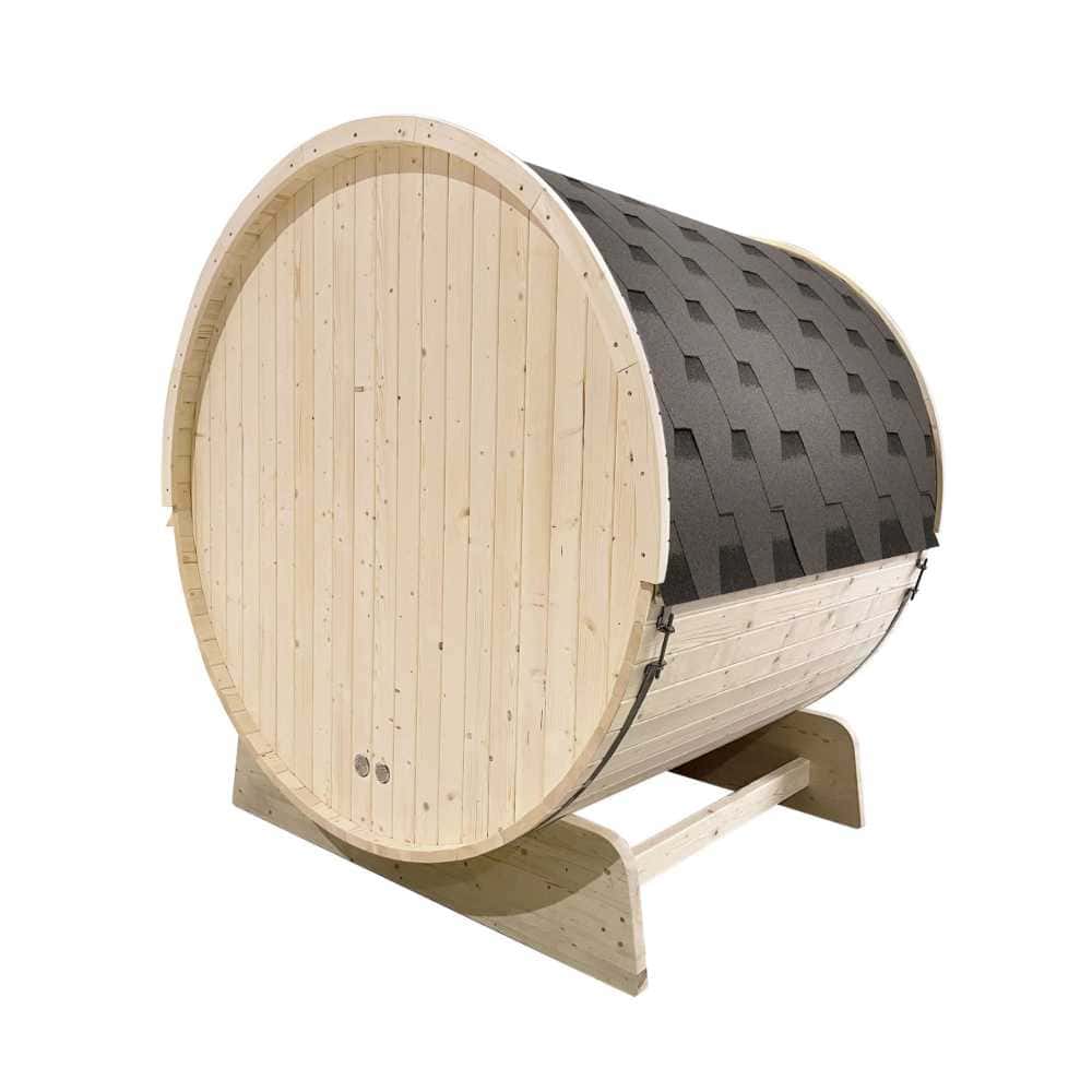 Aleko White Pine Barrel Sauna 2-4 Person - Porch Canopy - Bitumen Shingle Roofing - Image 4