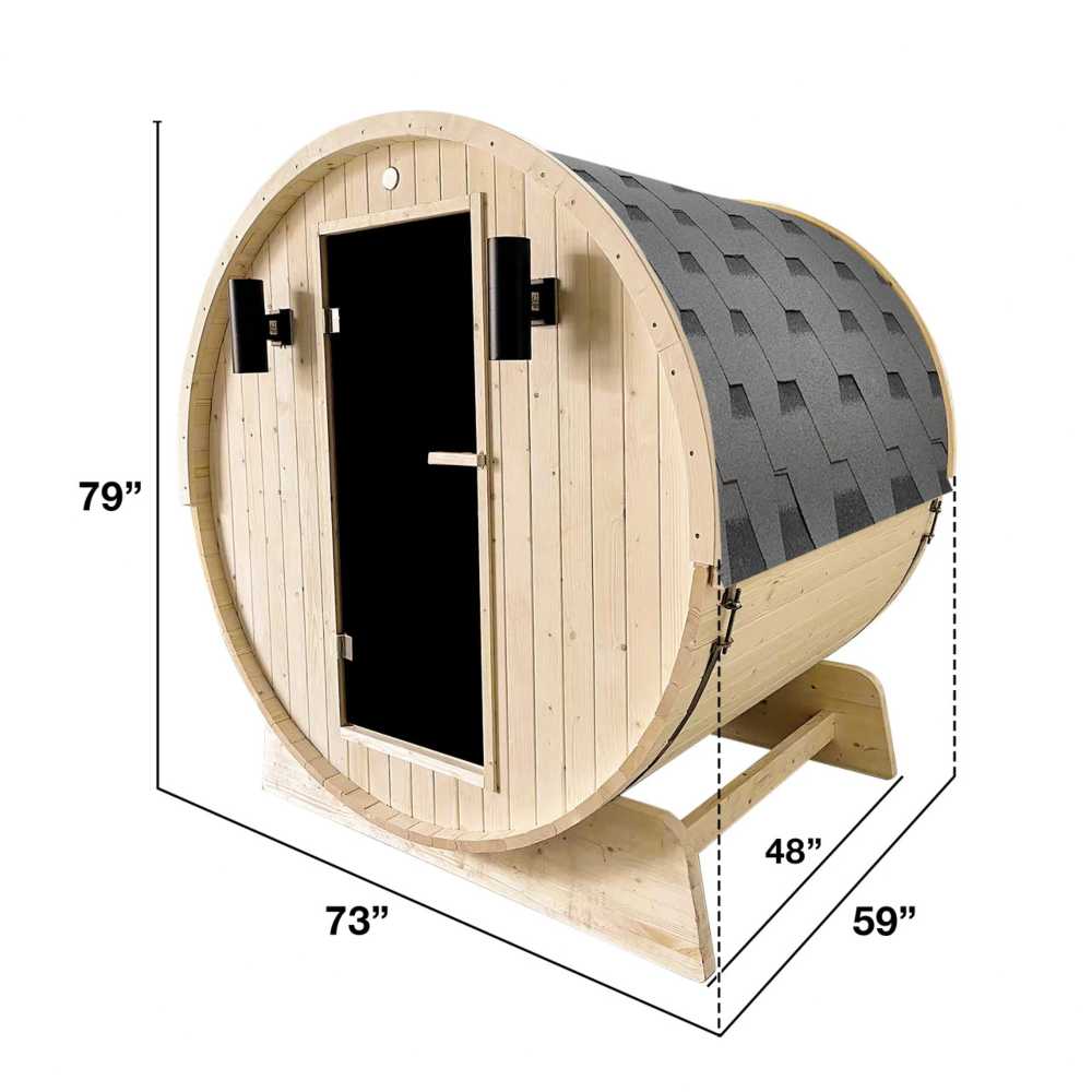 Aleko White Pine Barrel 3-4 Person Sauna - Bitumen Shingle Roofing (SB4PINE-AP) - Image 5