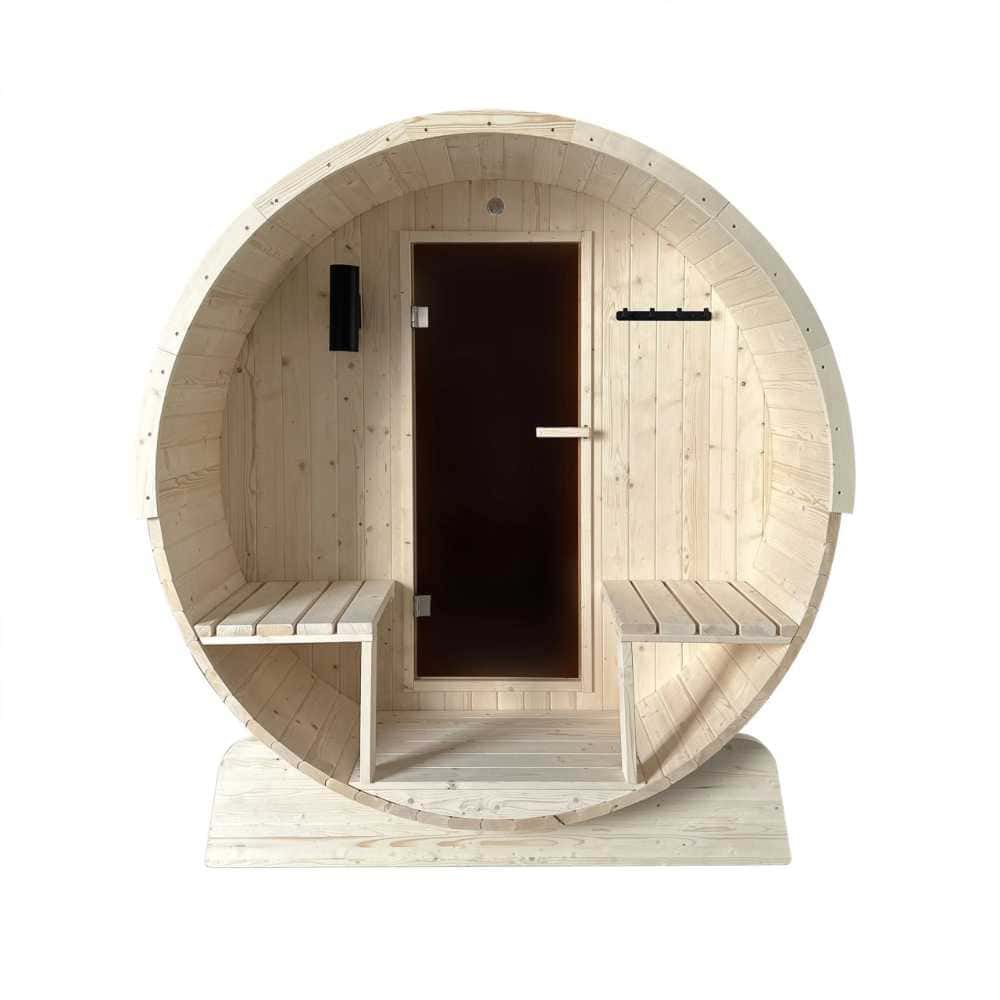 Aleko White Pine Barrel Sauna: 6-8 Person - Porch Canopy - Bitumen Shingle Roofing - Image 3