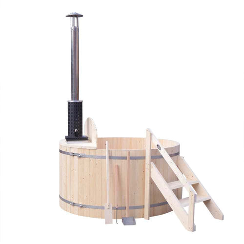 Aleko Wood-Fired Hot Tub and Ice Bath with Internal Stove – 5 Person – Pine (PIWSHTUB-AP)