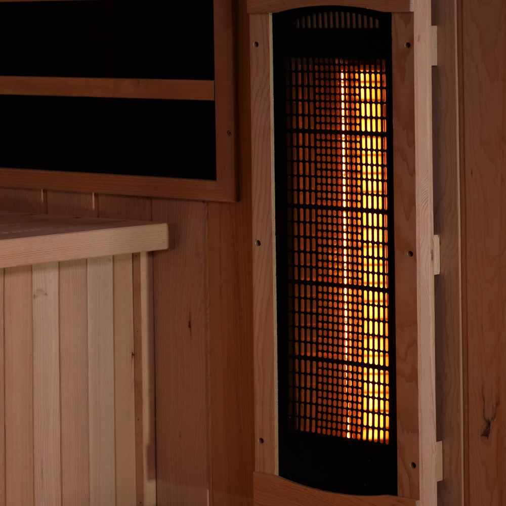 Golden Designs 2-3 Person Corner Full Spectrum PureTech™ Near Zero EMF FAR Infrared Sauna with Himalayan Salt Bar - Image 8