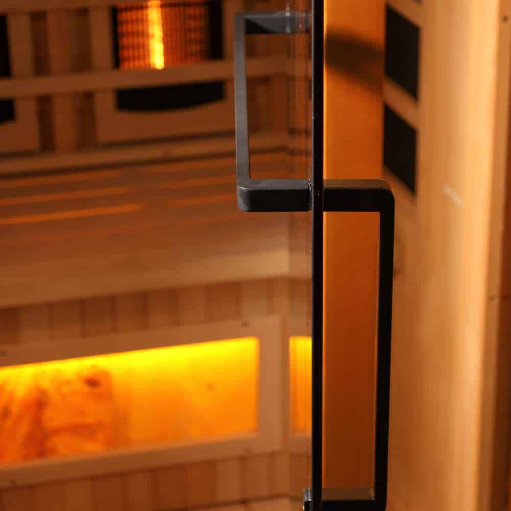 Golden Designs 2-3 Person Corner Full Spectrum PureTech™ Near Zero EMF FAR Infrared Sauna with Himalayan Salt Bar - Image 6