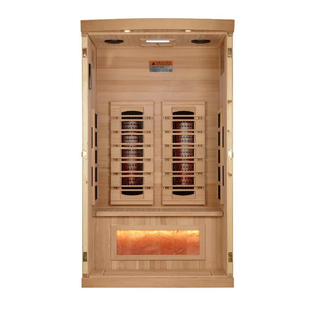 Golden Designs 1-2-Person Full Spectrum PureTech™ Near Zero EMF FAR Infrared Sauna with Himalayan Salt Bar - Image 4