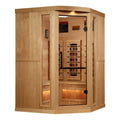 Golden Designs 2-3 Person Corner Full Spectrum PureTech™ Near Zero EMF FAR Infrared Sauna with Himalayan Salt Bar
