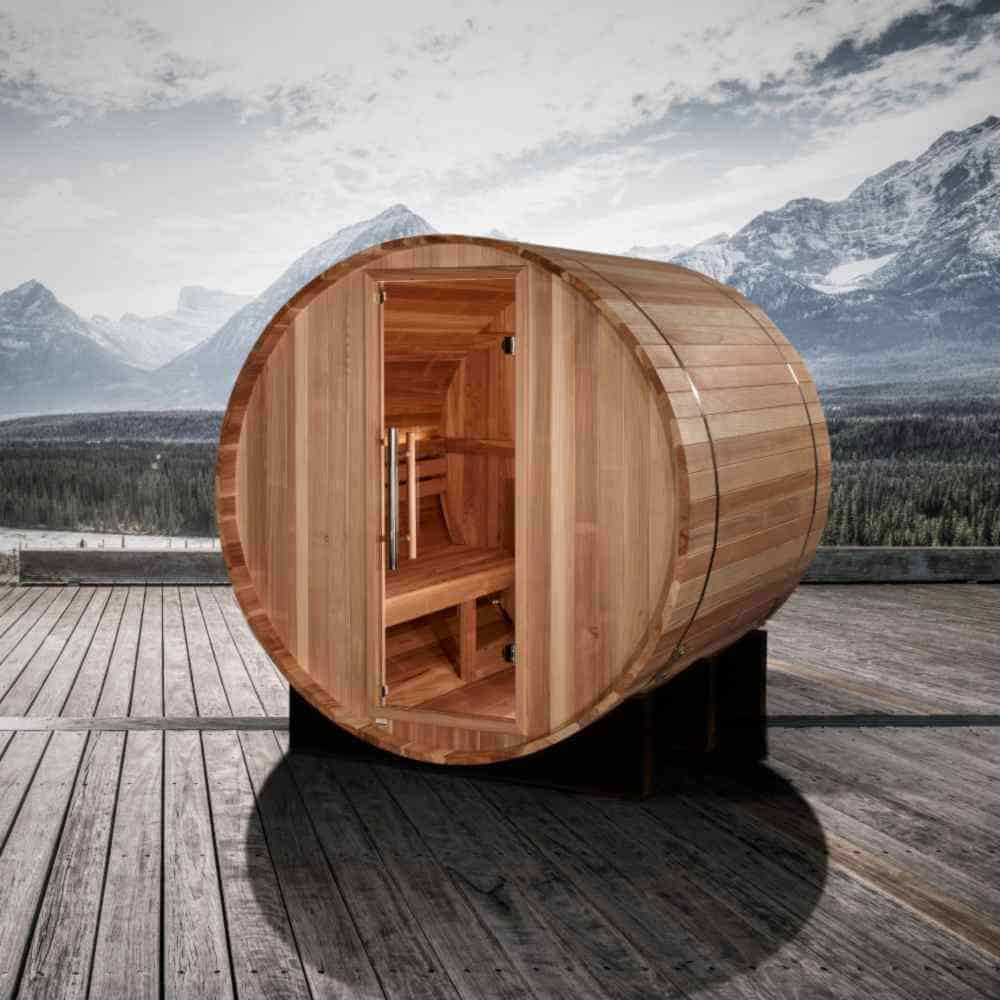 Golden Designs St. Moritz 1-2 Person Traditional Barrel Sauna - Image 5