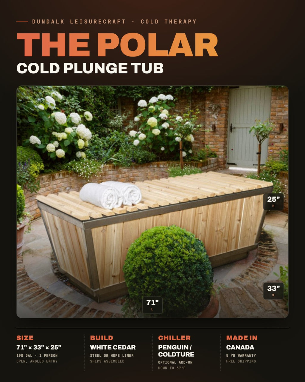 The Polar Plunge Tub by Dundalk Leisurecraft, dimensions and key specs