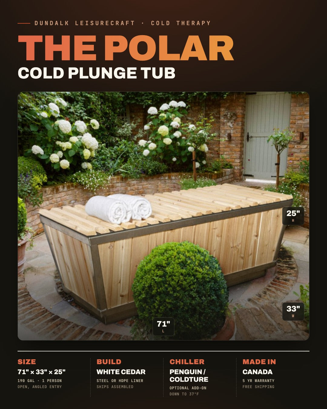 The Polar Plunge Tub by Dundalk Leisurecraft, dimensions and key specs