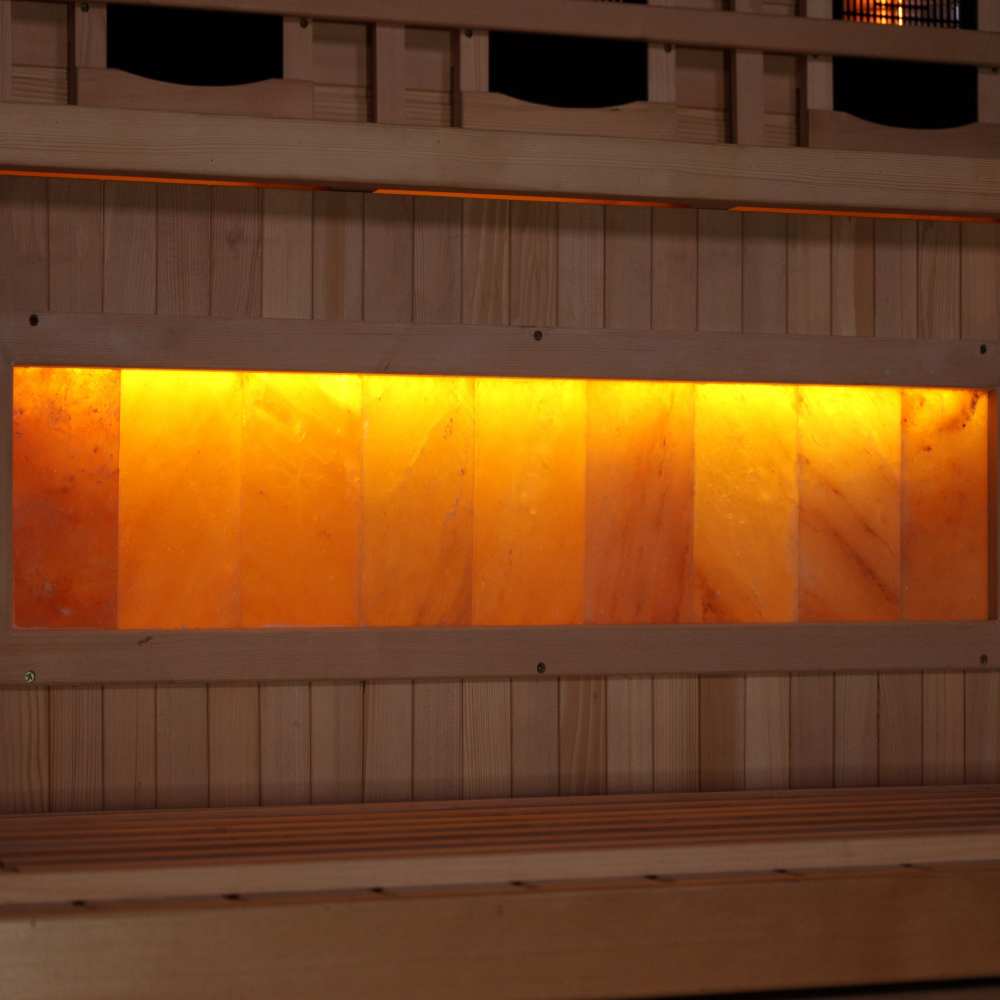 Golden Designs 2-3 Person Corner Full Spectrum PureTech™ Near Zero EMF FAR Infrared Sauna with Himalayan Salt Bar - Image 5