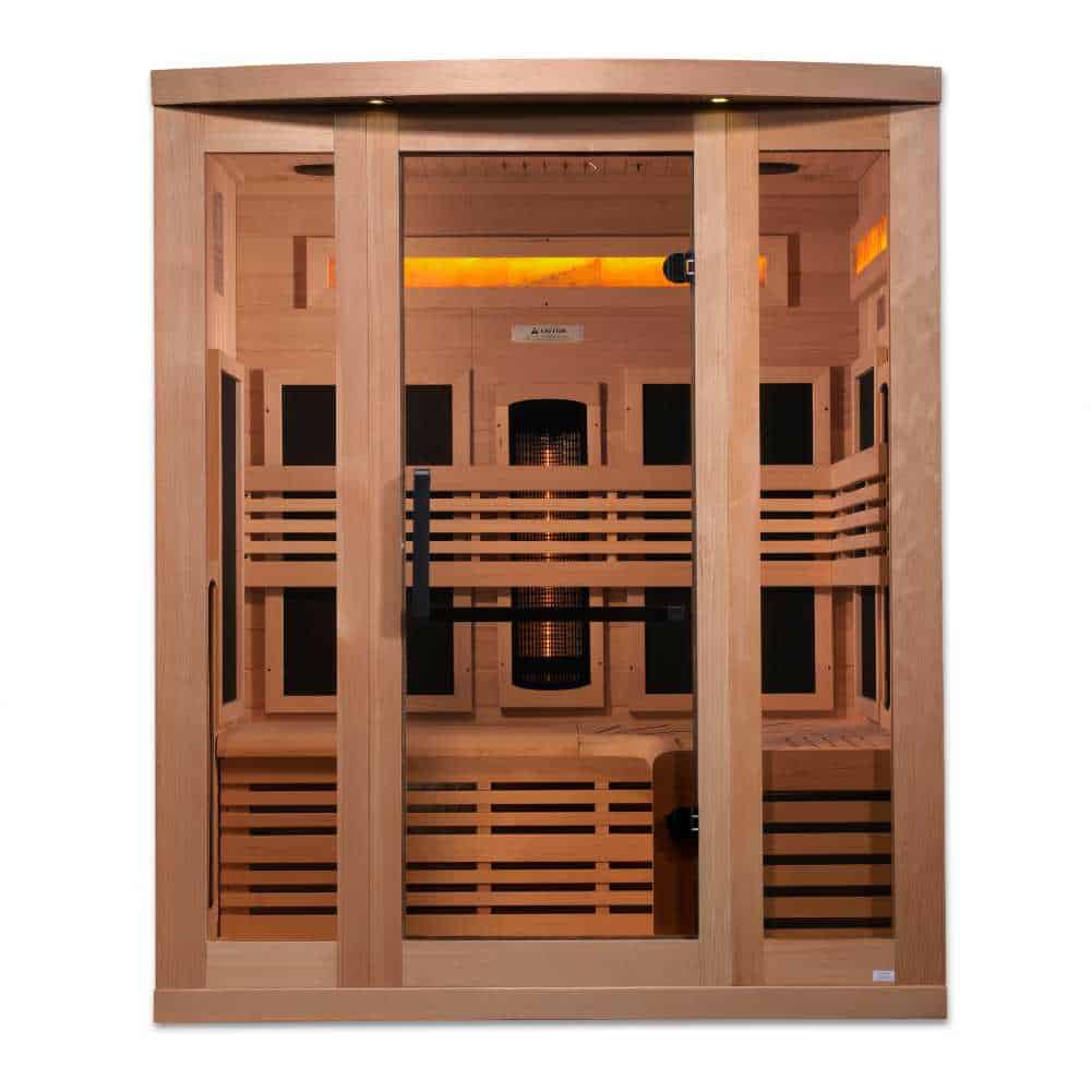 Golden Designs 2-3 Person Full Spectrum PureTech™ Near Zero EMF FAR Infrared Sauna with Himalayan Salt Bars - Image 2