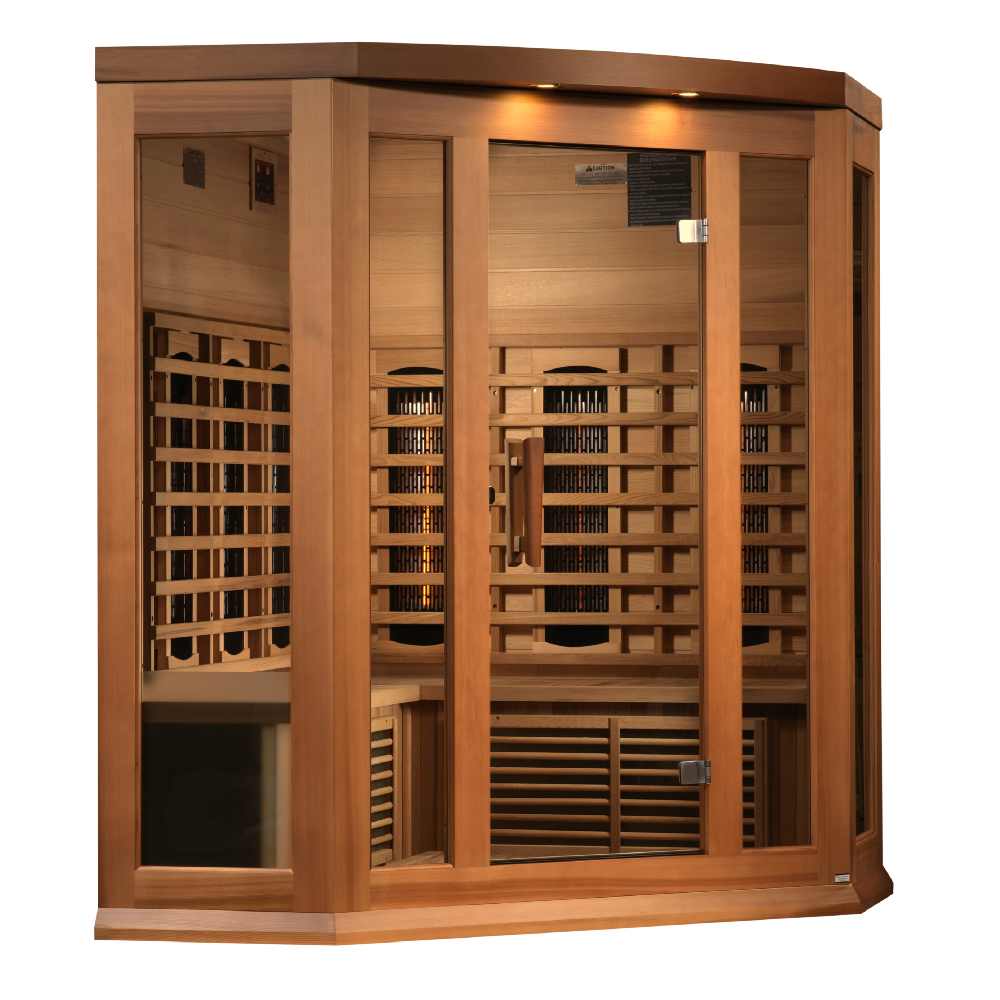 Maxxus 2-3 Person Corner Full Spectrum EMF FAR Infrared Sauna (Red Cedar)