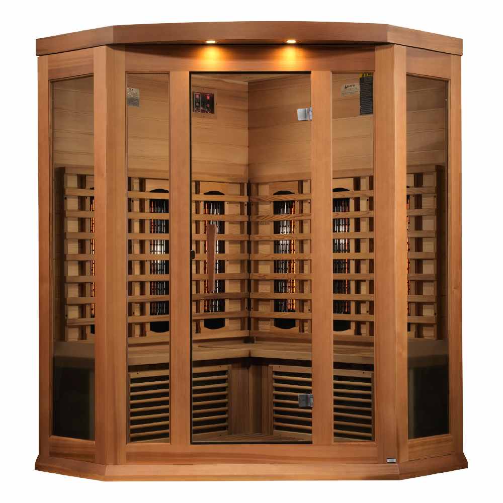 Maxxus 2-3 Person Corner Full Spectrum EMF FAR Infrared Sauna (Red Cedar) - Image 2
