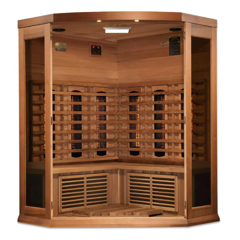 Maxxus 2-3 Person Corner Full Spectrum EMF FAR Infrared Sauna (Red Cedar) - Image 4